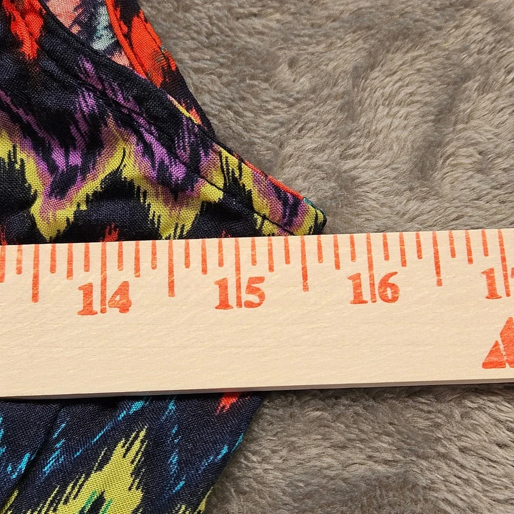 Derek Heart Chevron Print‎ Button Front Cutout Back Sundress Multi Color Medium